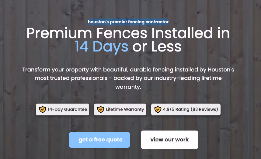 Screenshot of Fenced Up website showing local SEO metrics